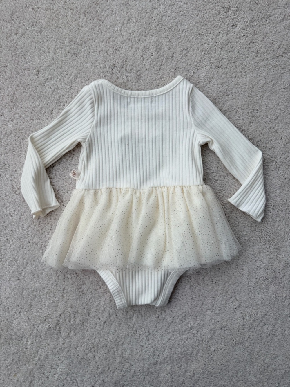 Baybe Bee Cream Ribbed Tutu Bodysuit with Bear Applique - Picture 7 of 7